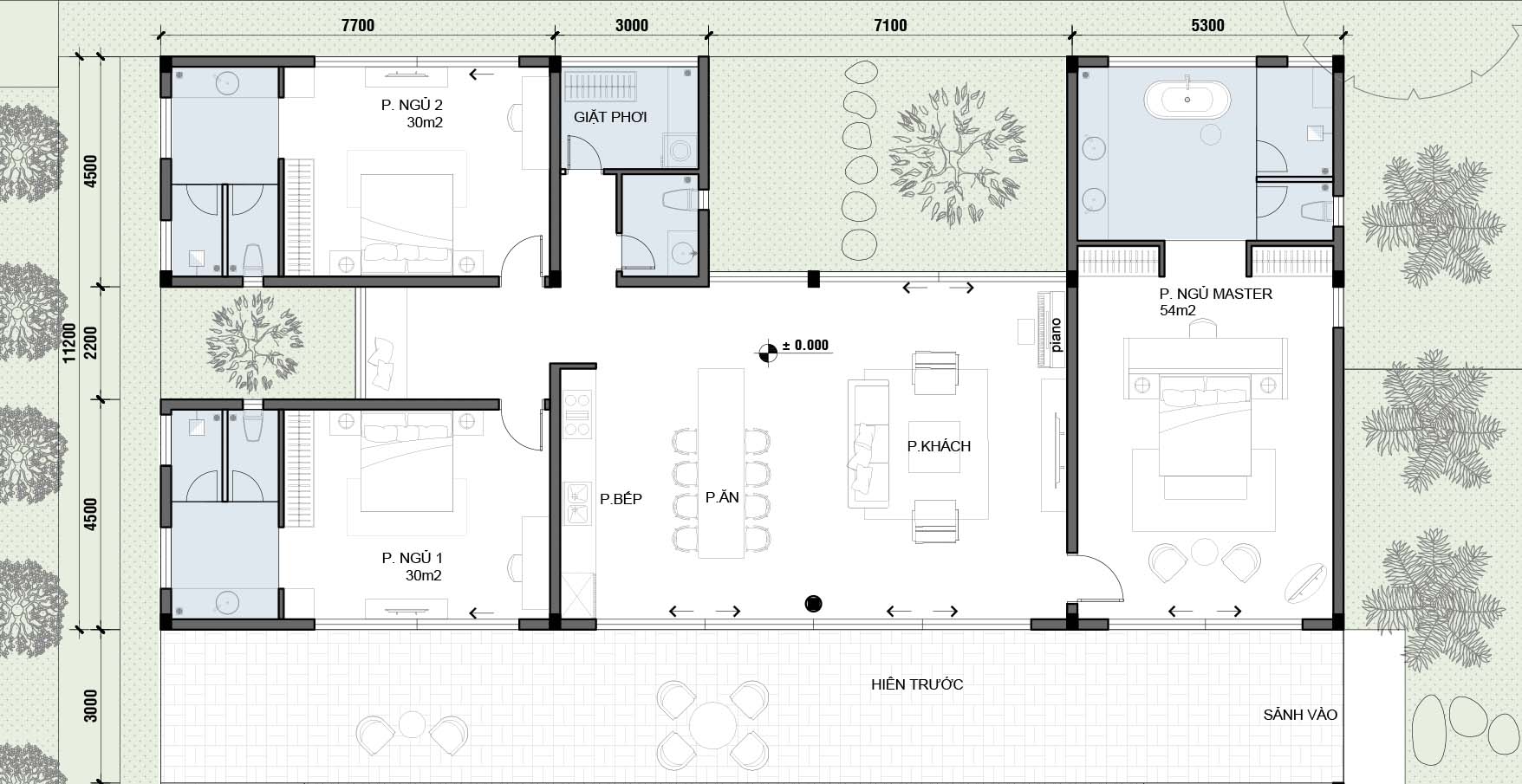 modern resort villa layout floor plan